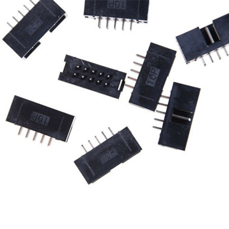 10PCS DC3 10P 2.54mm 2x5 Pin 10 Pin Straight Male Shrouded Header IDC Sock.l8