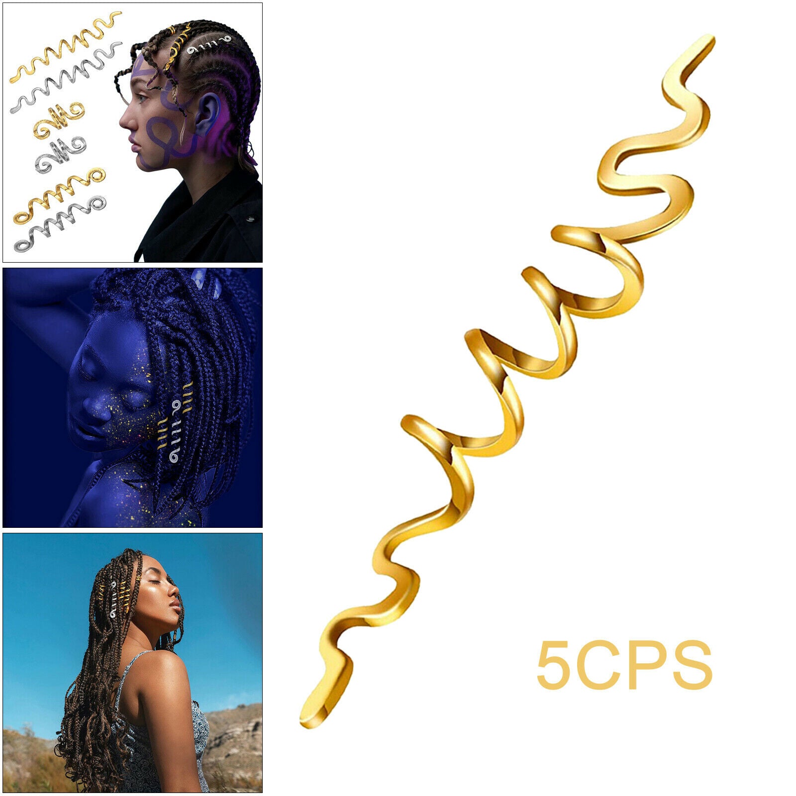 Vikings Spiral hair Beads Metal Beads hair Pendants Large 5pcs Golden