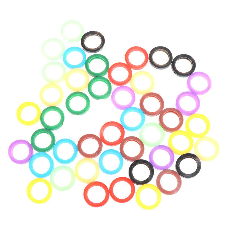 50Pcs Hollow Multi Color Rubber Soft Keys Locks Cap Topper Keyring Elastic C FG