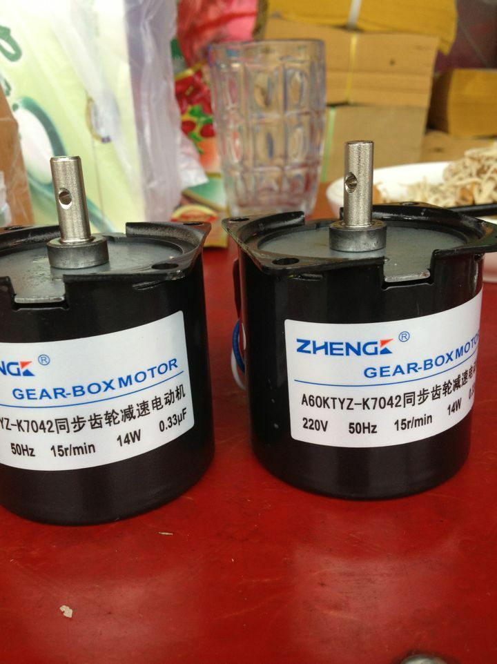 1PC 60KTYZ AC Synchronous Gear Motor 220V 14W 15r/min  7mm Shaft Diameter