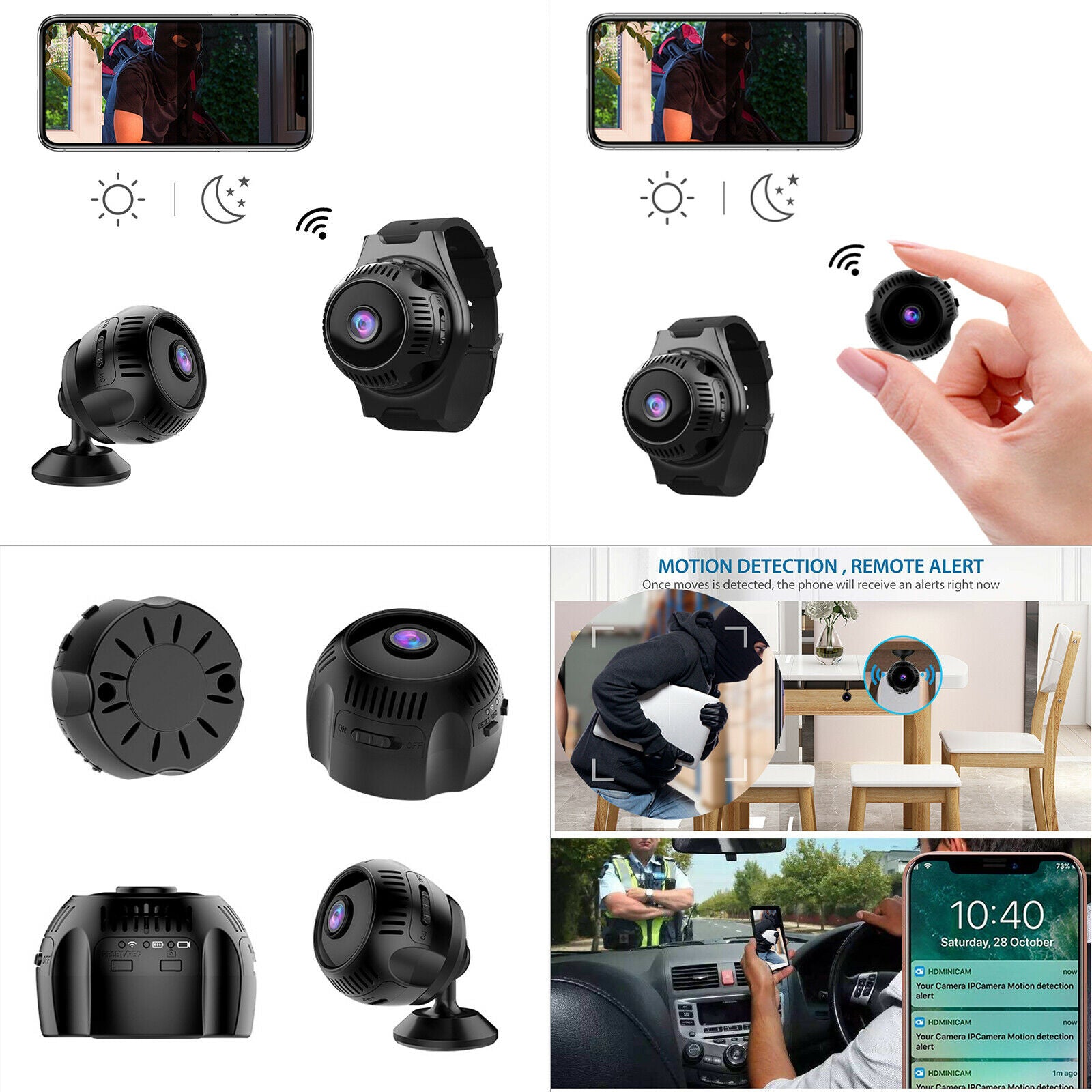 1080p Smart Watch Spy Camera Wearable Hidden Cam IP Security Video Camera