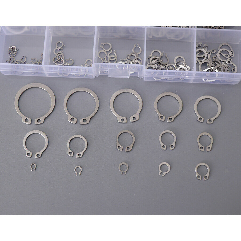 225Pcs Steel External Circlip Retaining Ring Snap Ring Assortment Kit ï¼ŒFor