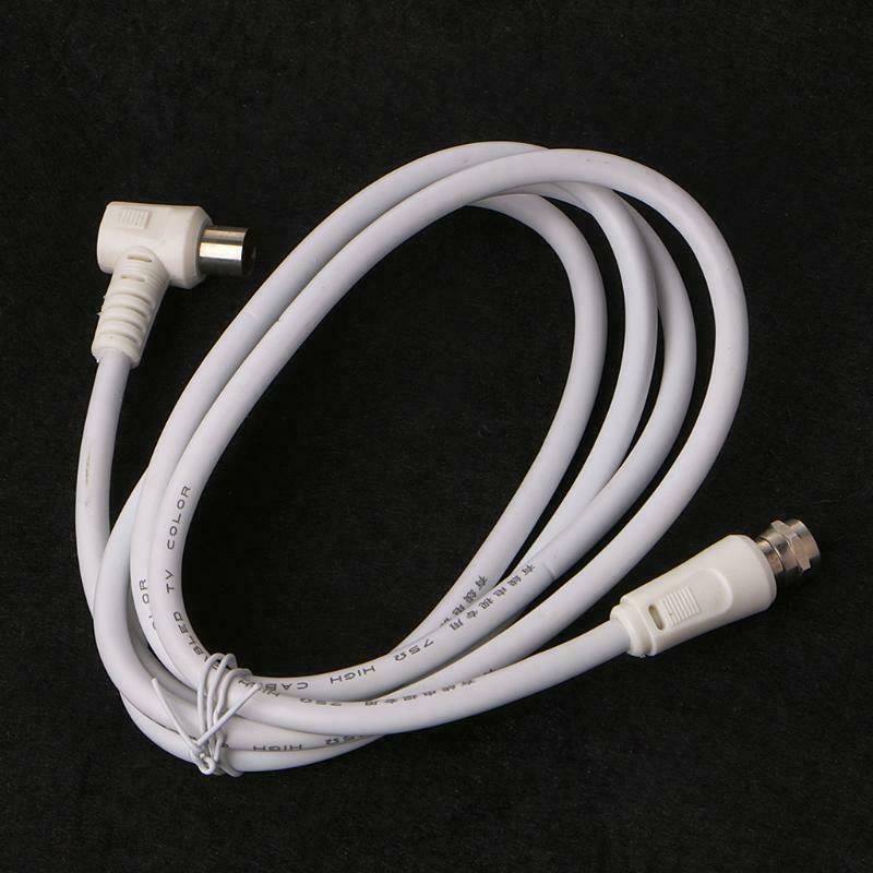 9.5mm White 90 Degrees Male To F Type Male Coaxial TV Satellite Antenna Cable