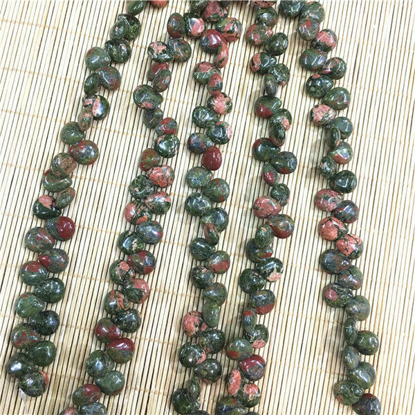 1 Strand/33Pcs 12x10x5mm Natural Unakite Jasper Teardrop DIY Loose Beads HH480
