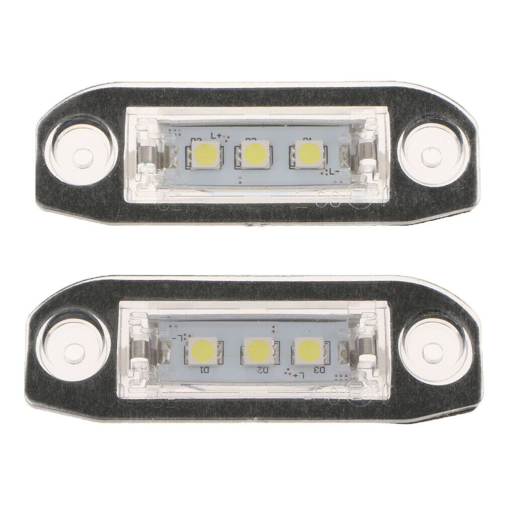 Pair LED License Plate Number Light White For Volvo S80 Xc90 S40 V60 S60 C70