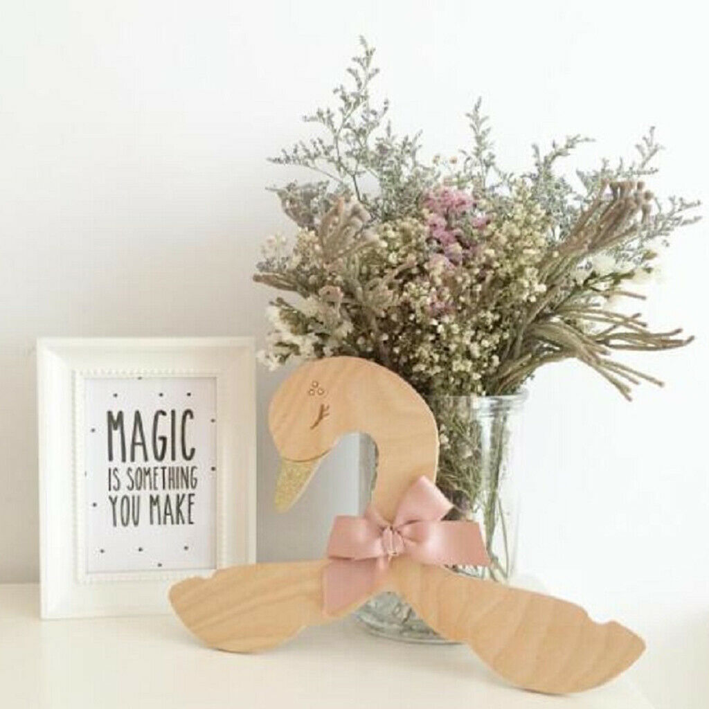 Baby Kids Children Swan Wood Clothes Hanger Hook Sweet Room Nursery Home