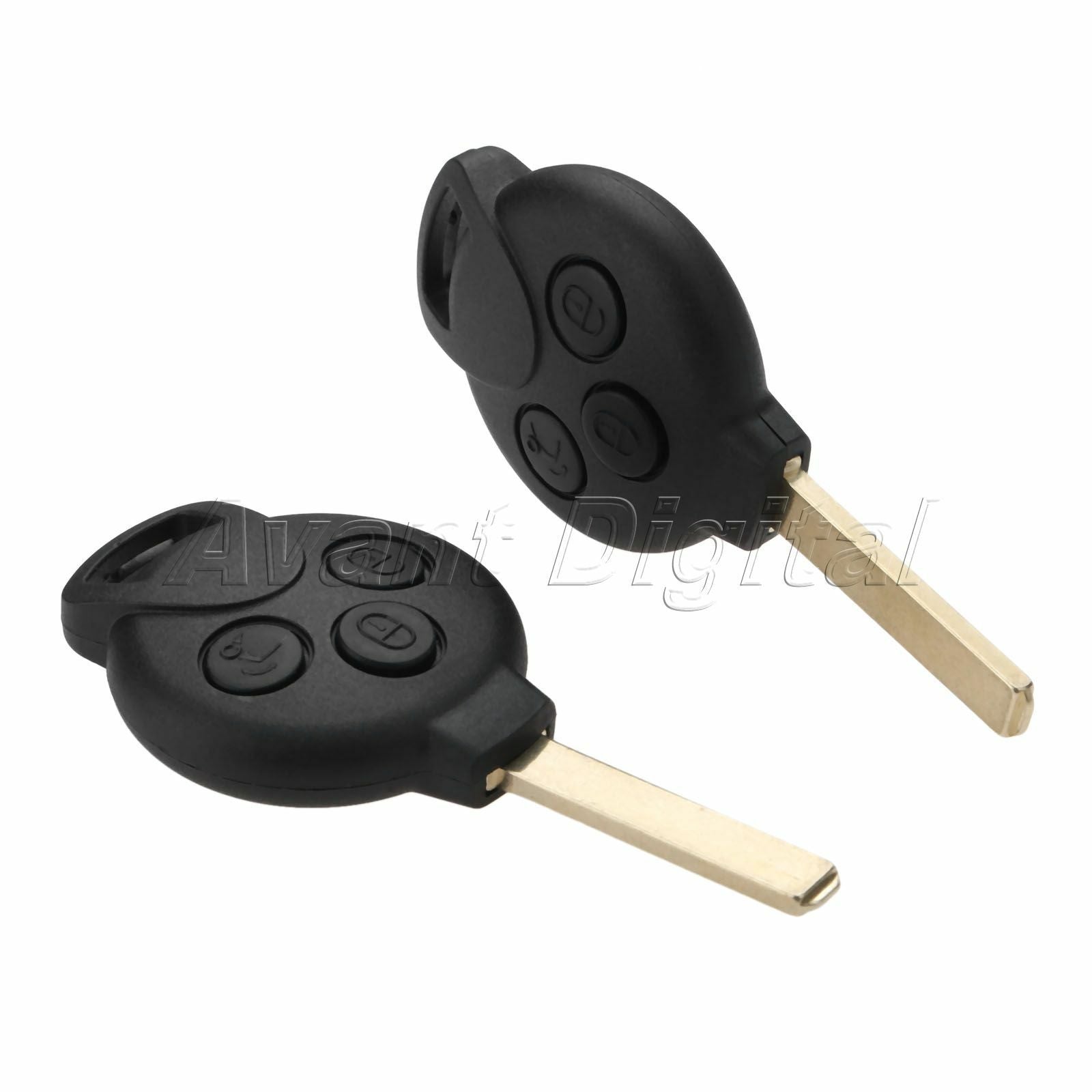 2Pc Car Remote Key Fob 3BTN ID46 Chip For 2007–13 Mercedes-Benz Smart Fortwo 451