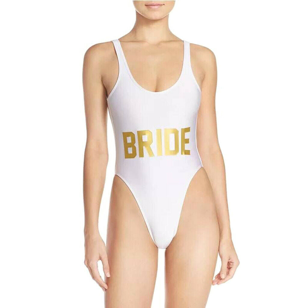 Bride Letters Print Swimsuit Costume One-Piece Wedding Party Swimwear L 10 Pairs