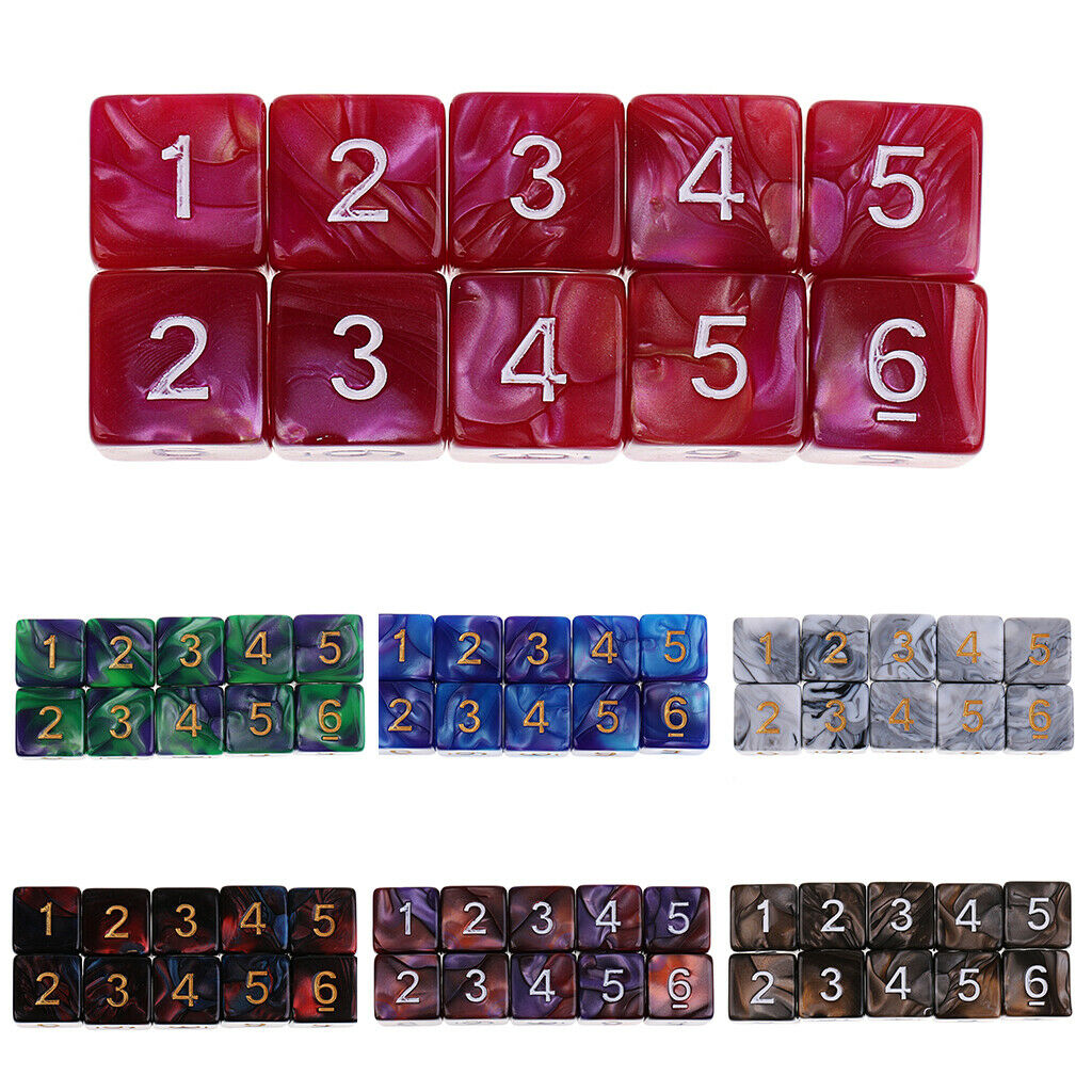 10x D6 acrylic dice 6-sided dice accessories for board game RPG game blue red
