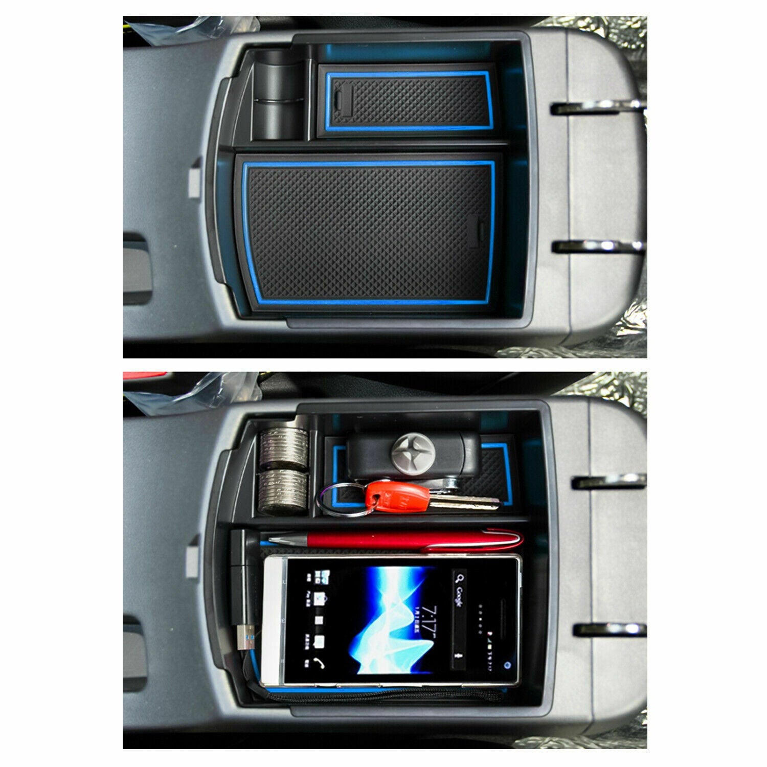 1x Console Armrest Storage Box Tray Case Organizer Fit For Hyundai Kona 2018-21