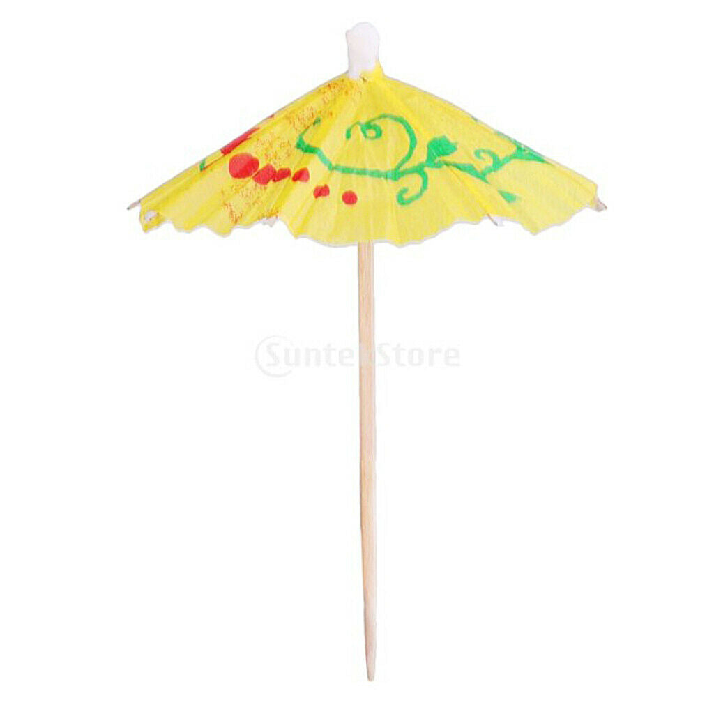 50x Colorful Tropical Hawaiian Parasol Umbrella Cocktail Party Drinks Picks