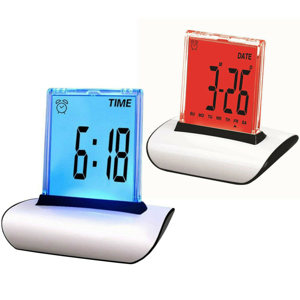 Digital LCD Alarm Clock 7 Color LED Backlight Desk Clock Thermometer Timer Light