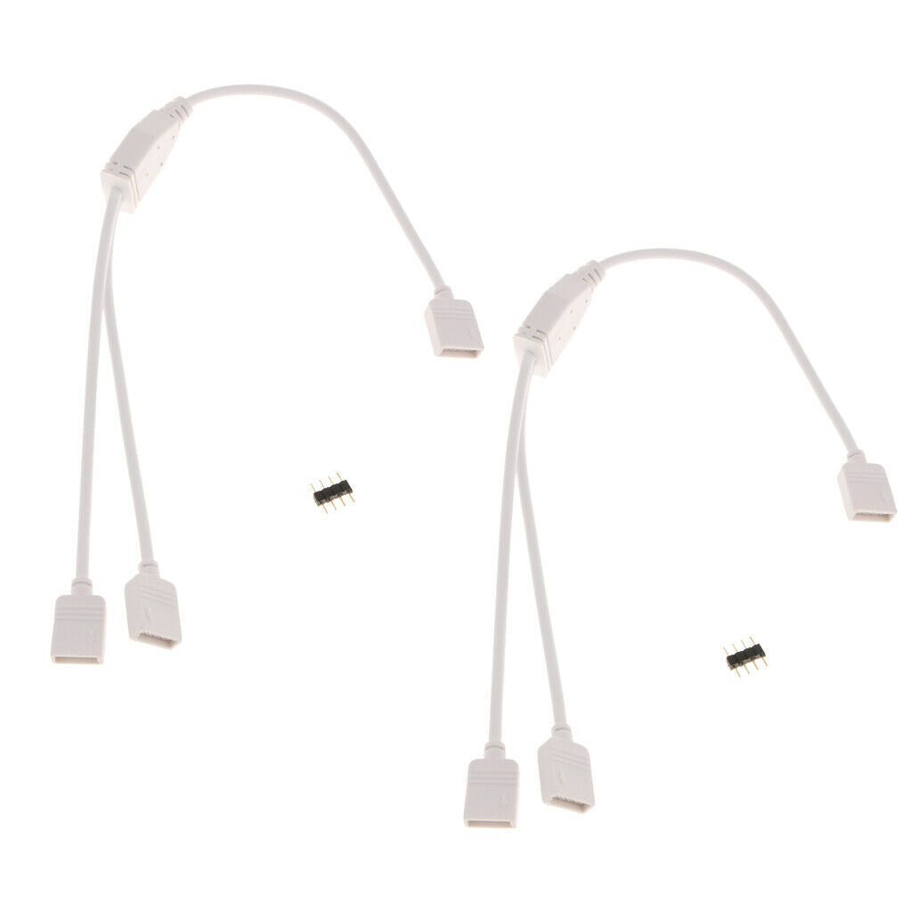 2Pcs 1 To 2 RGB Female Splitter Connector