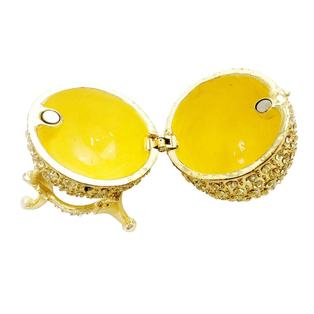 Rhinestones Enamel Egg Shape Jewelry Trinket Box Storage Gift Home Decor