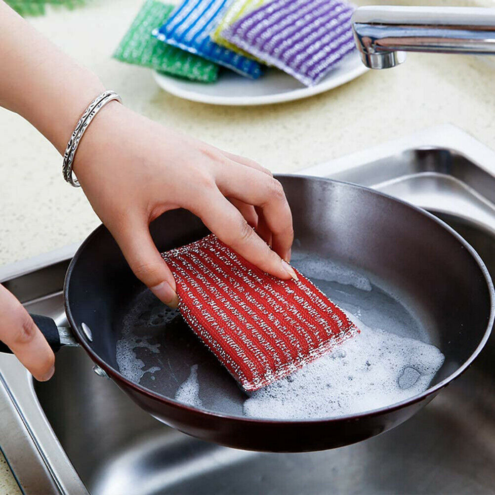 4Pcs/set Metal Abrasive Sponges Kitchen Cleaning Sponge Brush for Pots and Pans