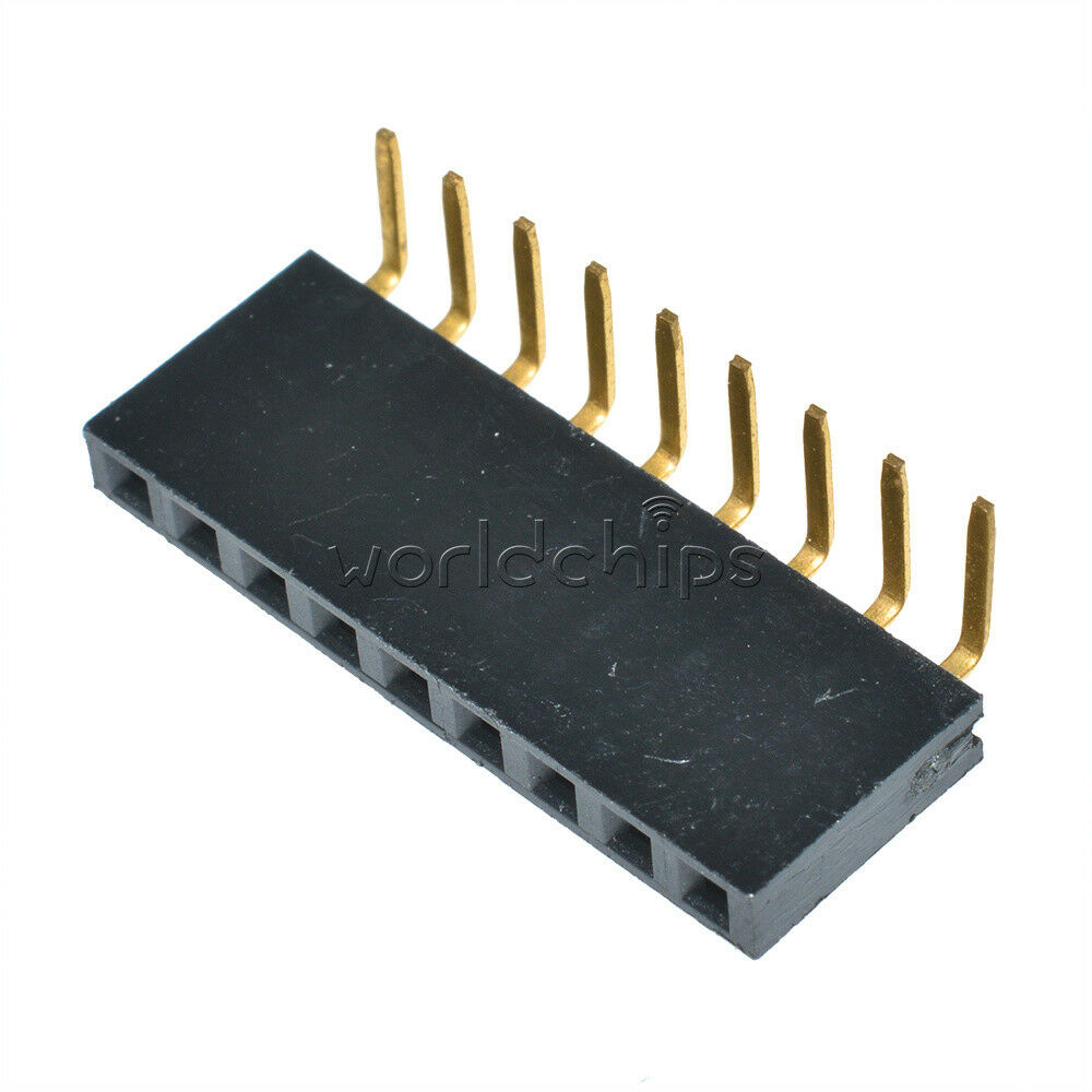 10PCS 1x 9Pin Header 2.54mm Pitch Right Angle Female Single Row Socket Connector