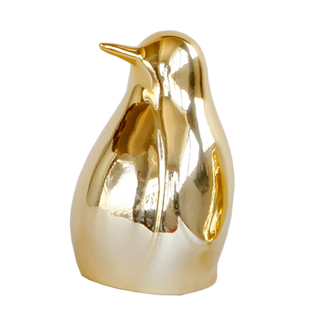 2x Golden Bird Statue Desktop Display Bedroom Home Decor Ornament Gift S+L