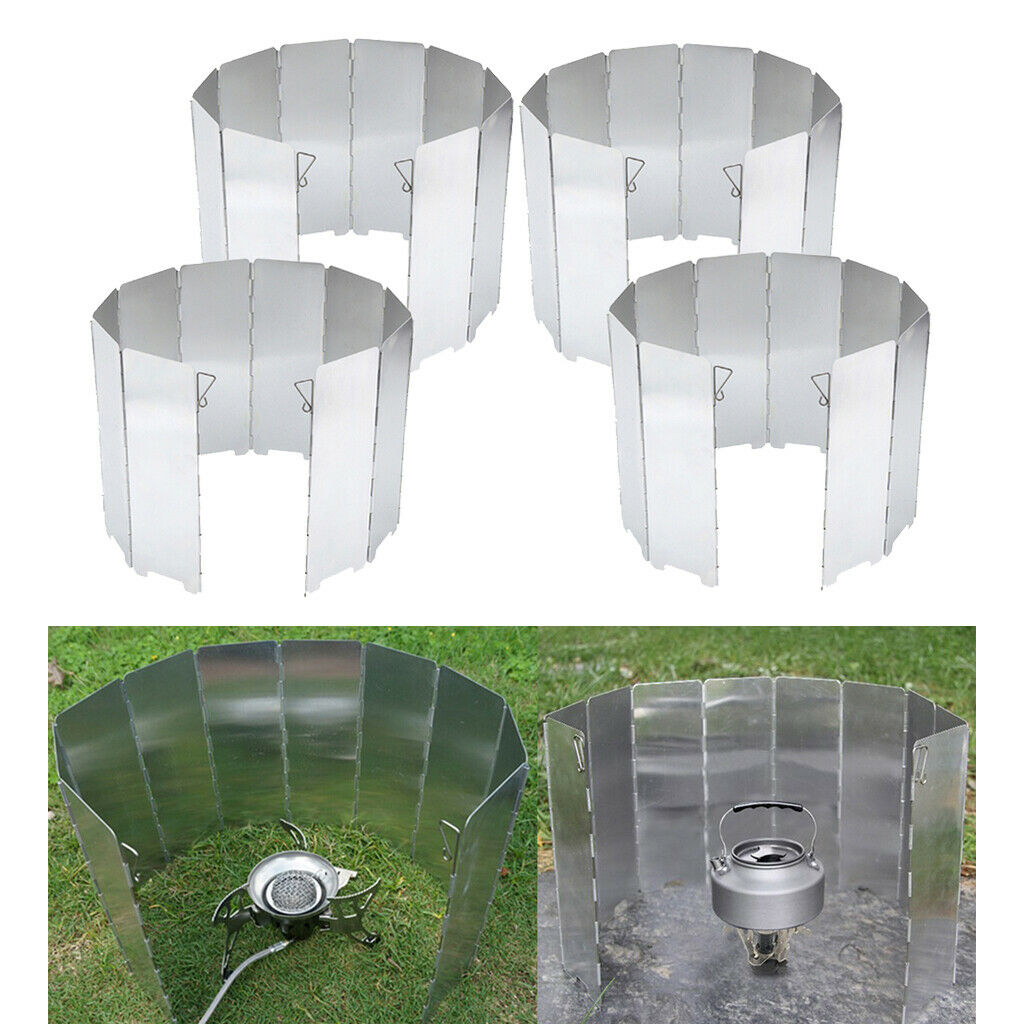 40PCS Aluminum Folding Outdoor Stove Windshield Camping Cooker Windscreen