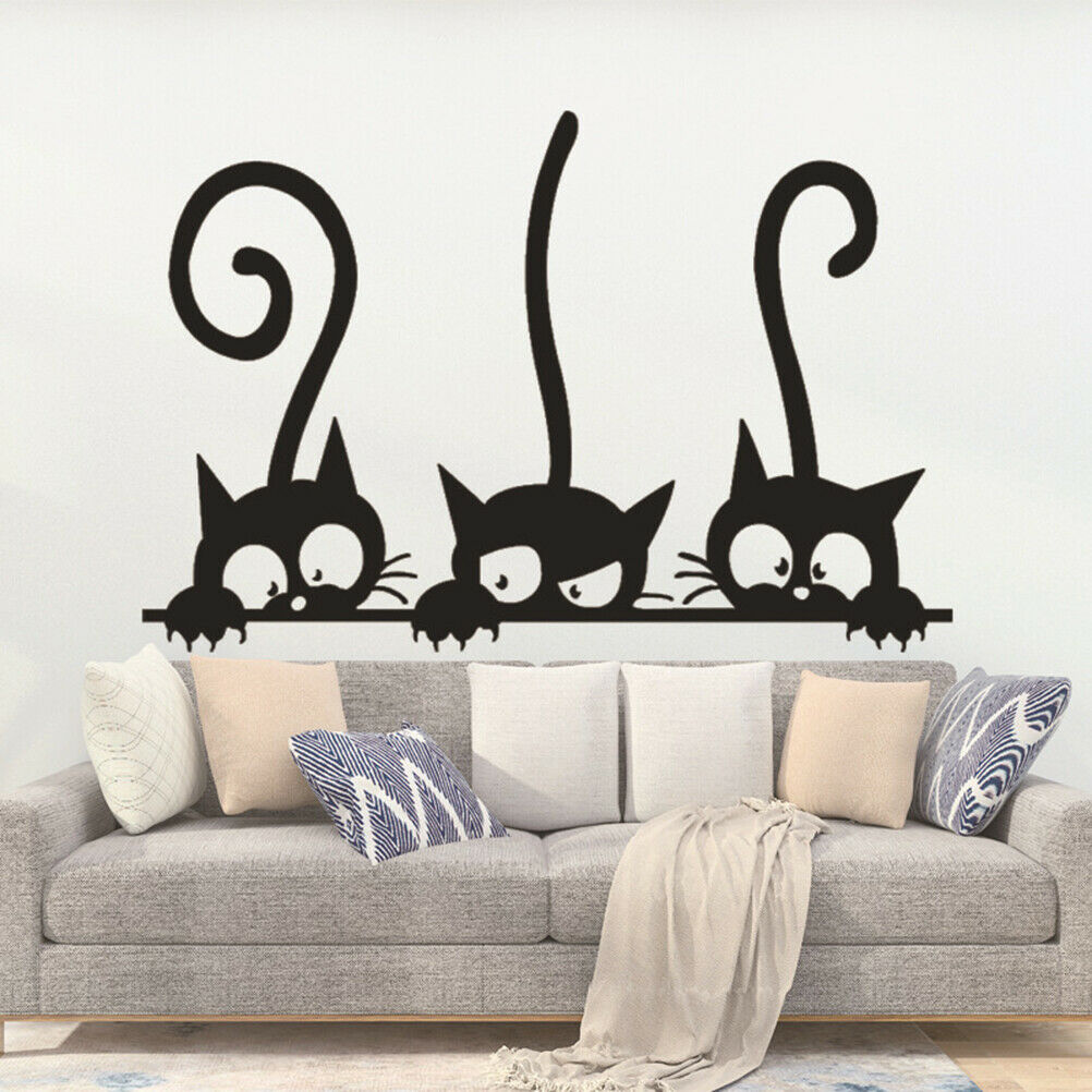 Lovely Three Black Cat wall Stickers Animal Room Decoration personality D.l8