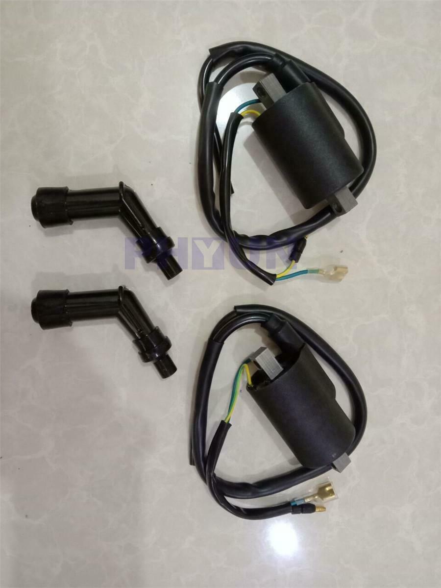 for CL450 CB450 CB500 CL500 Twin One pair 12V Ignition Coils and Spark Plug Caps