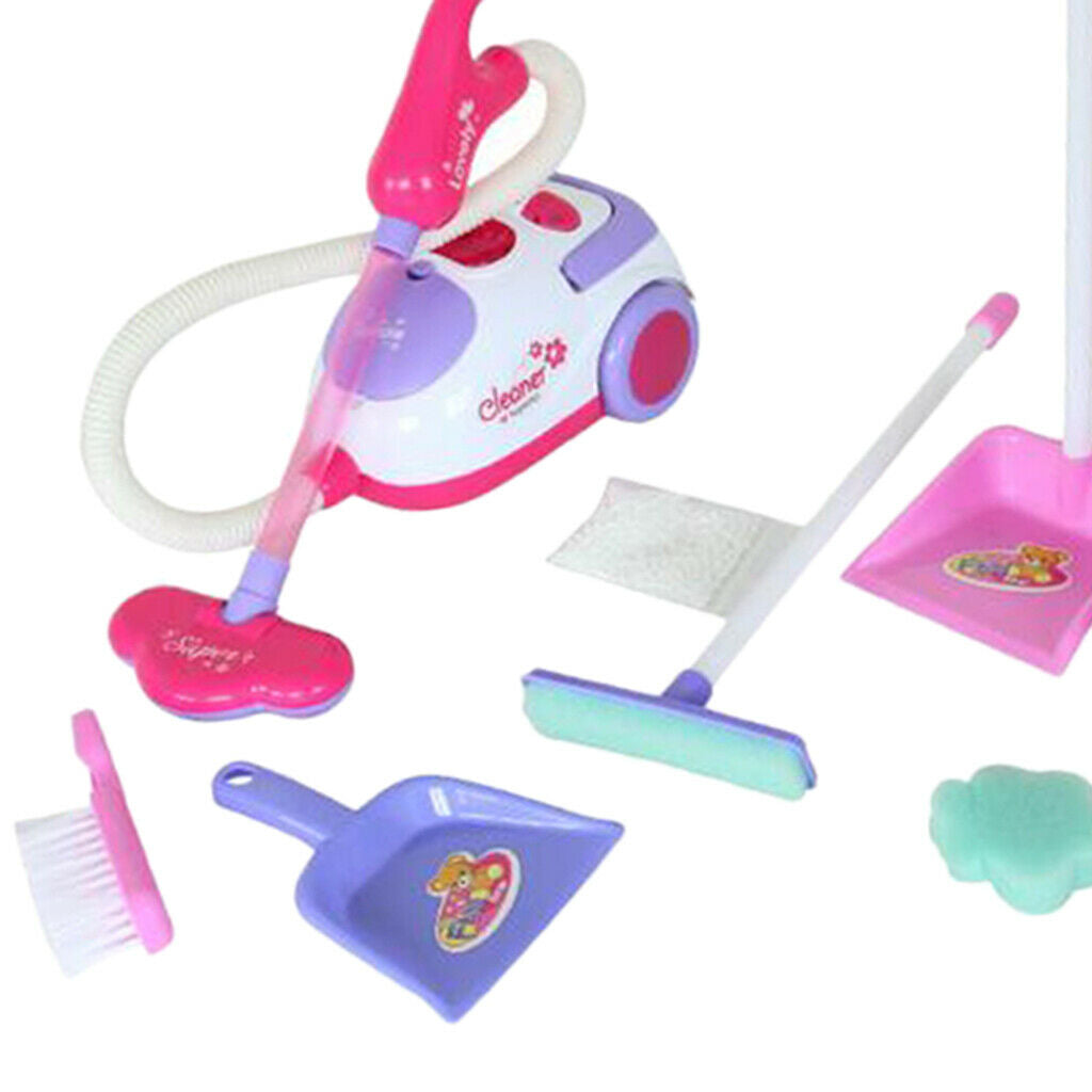 Pretend Play Vacuum Cleaner Set Mini Light Sounds Broom Toys for 3+ Kids