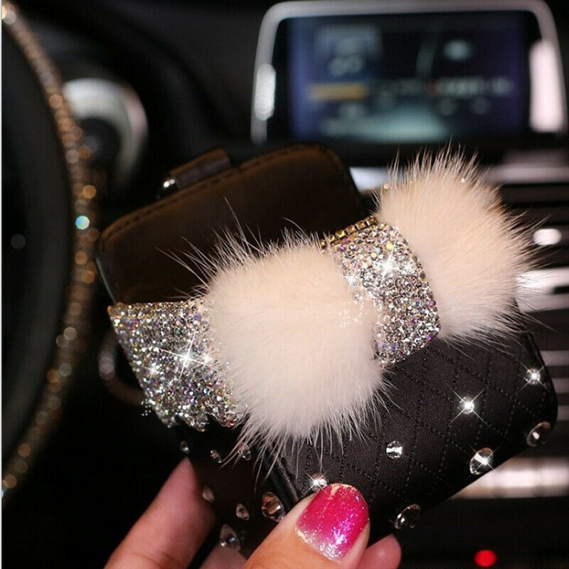 Bling Diamond Car Air Conditioner Outlet Storage Hanging Bag Mobile Phone Holder