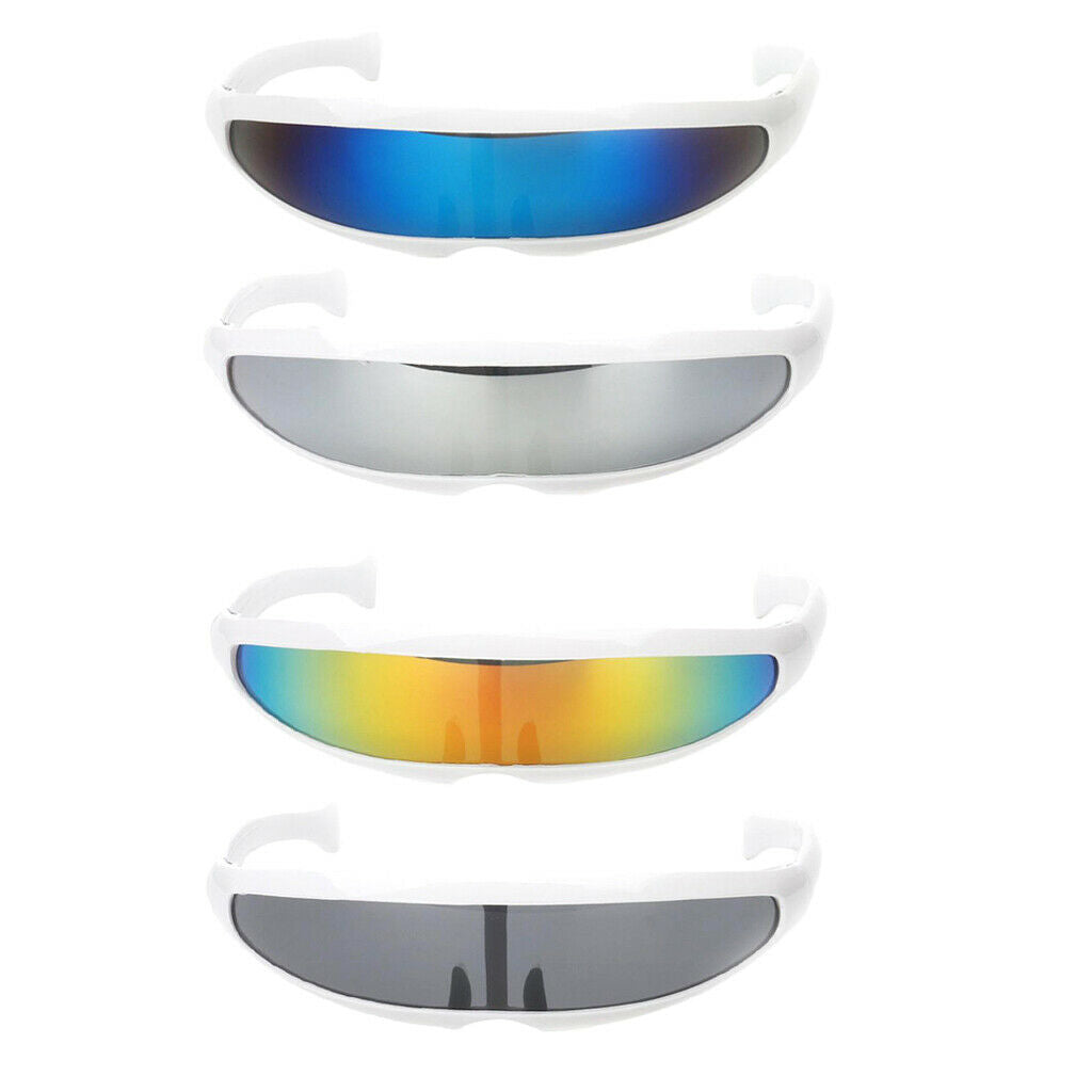 4 Pieces Futuristic Shield Set - Narrow Cyclops Mirrored Lens Visor, Party