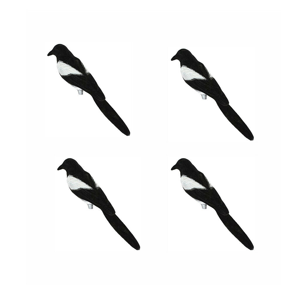 4xMagpie Decoy Realistic Garden Decoration Feathered Birds Hunting Decoys