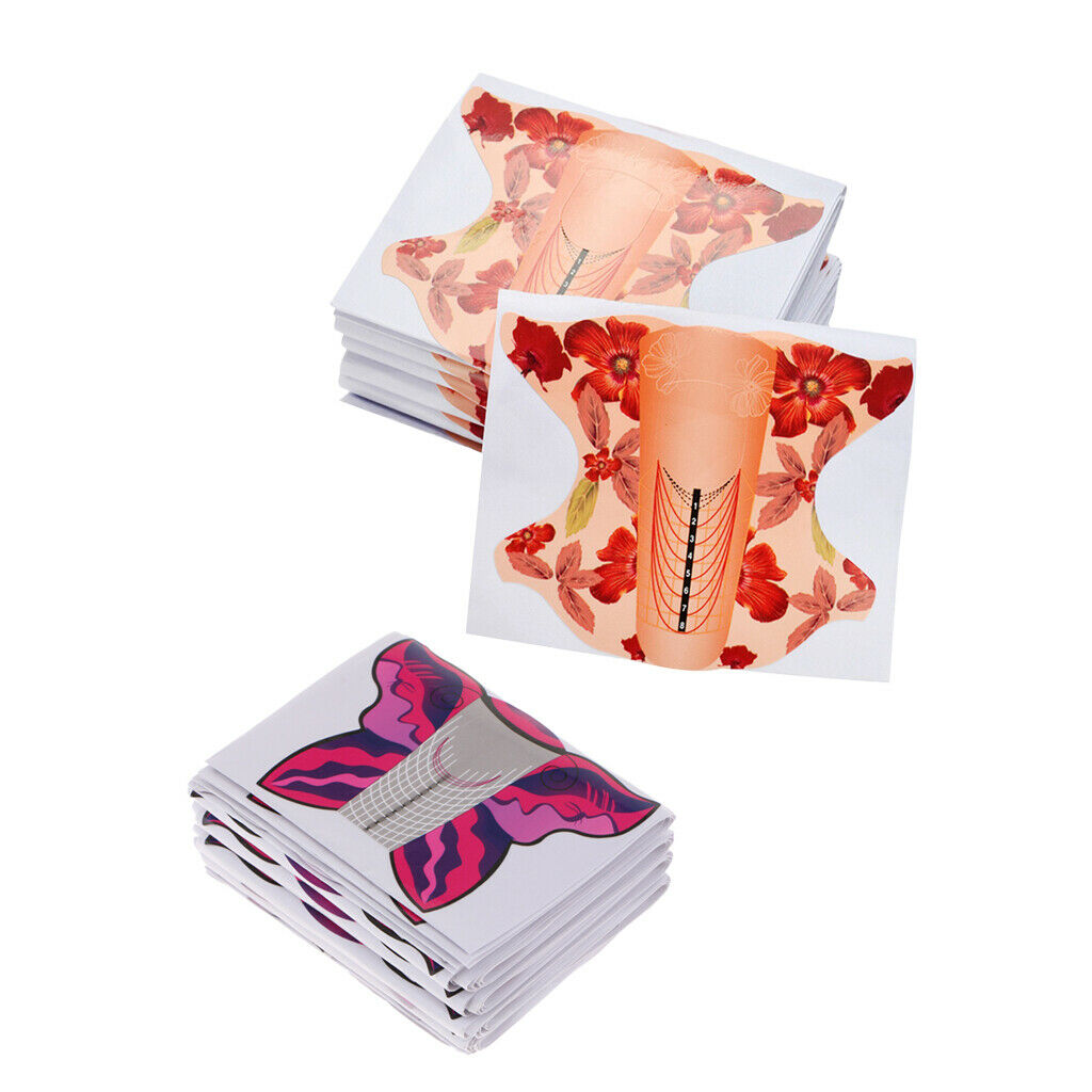 200pcs Square Nail Art Tips Extension Guide Form Stickers For Acrylic UV Gels