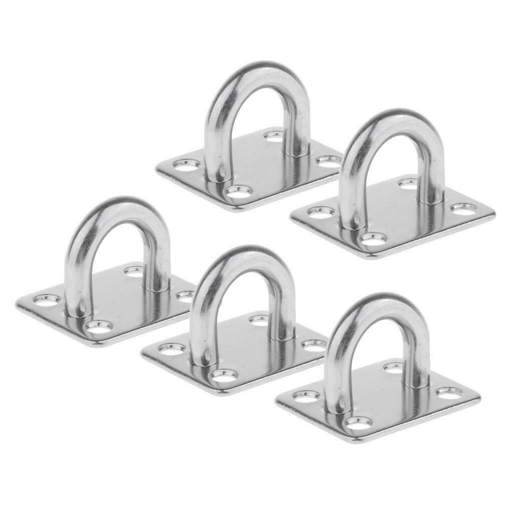 10 Pcs M5 Wall Ceiling Hook Stainless Steel Pad Eye Plate Marine Boat Rigging