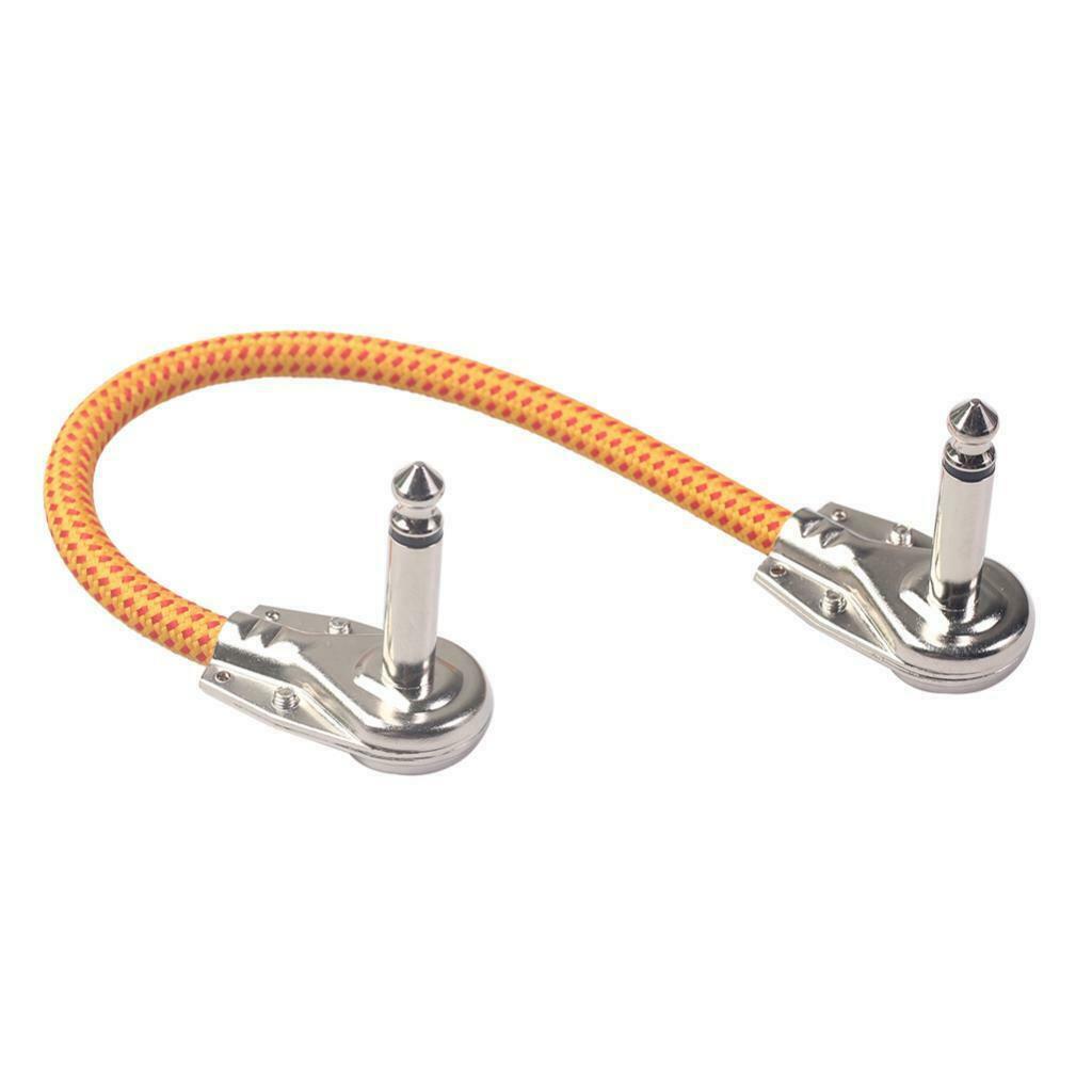 2pcs 6.35mm Angled Male to Male Guitar Effect Pedal Patch Nickel Plated Plug