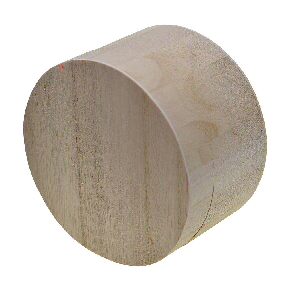 Unpainted Wooden Round Box w/ Magnetic Lid Storage Jewellery Gift Craft Case