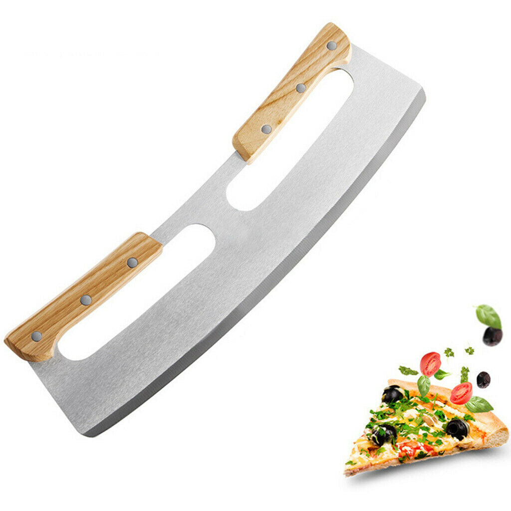 Stainless Pizza Cutter with Wooden Handles Kitchen Tool For Home Event Party