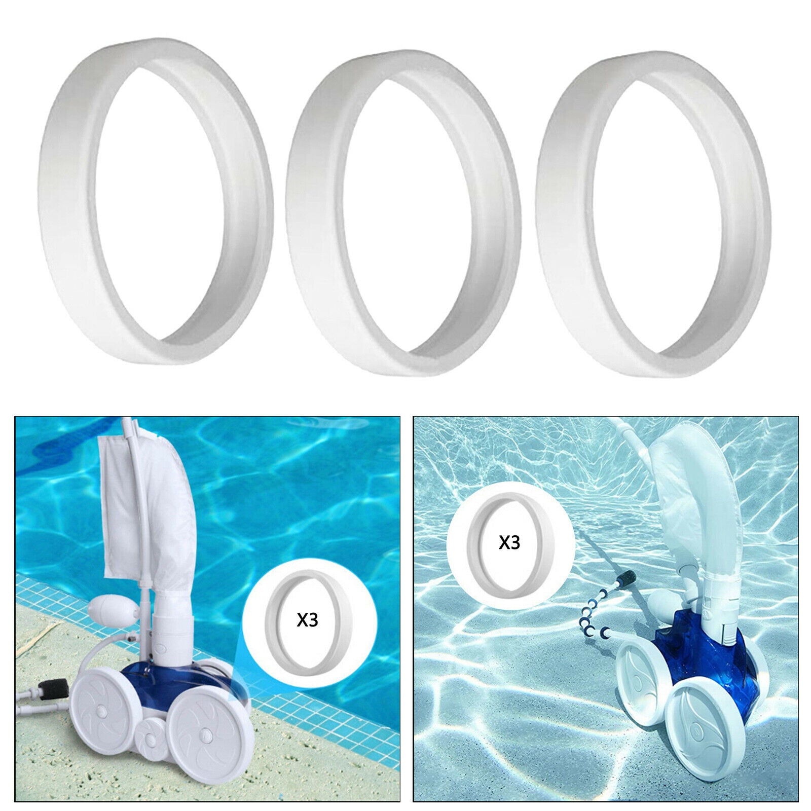 3Pcs 7" Pool Cleaner All Purpose Tire Wheel Bands For Polaris 280 360 380