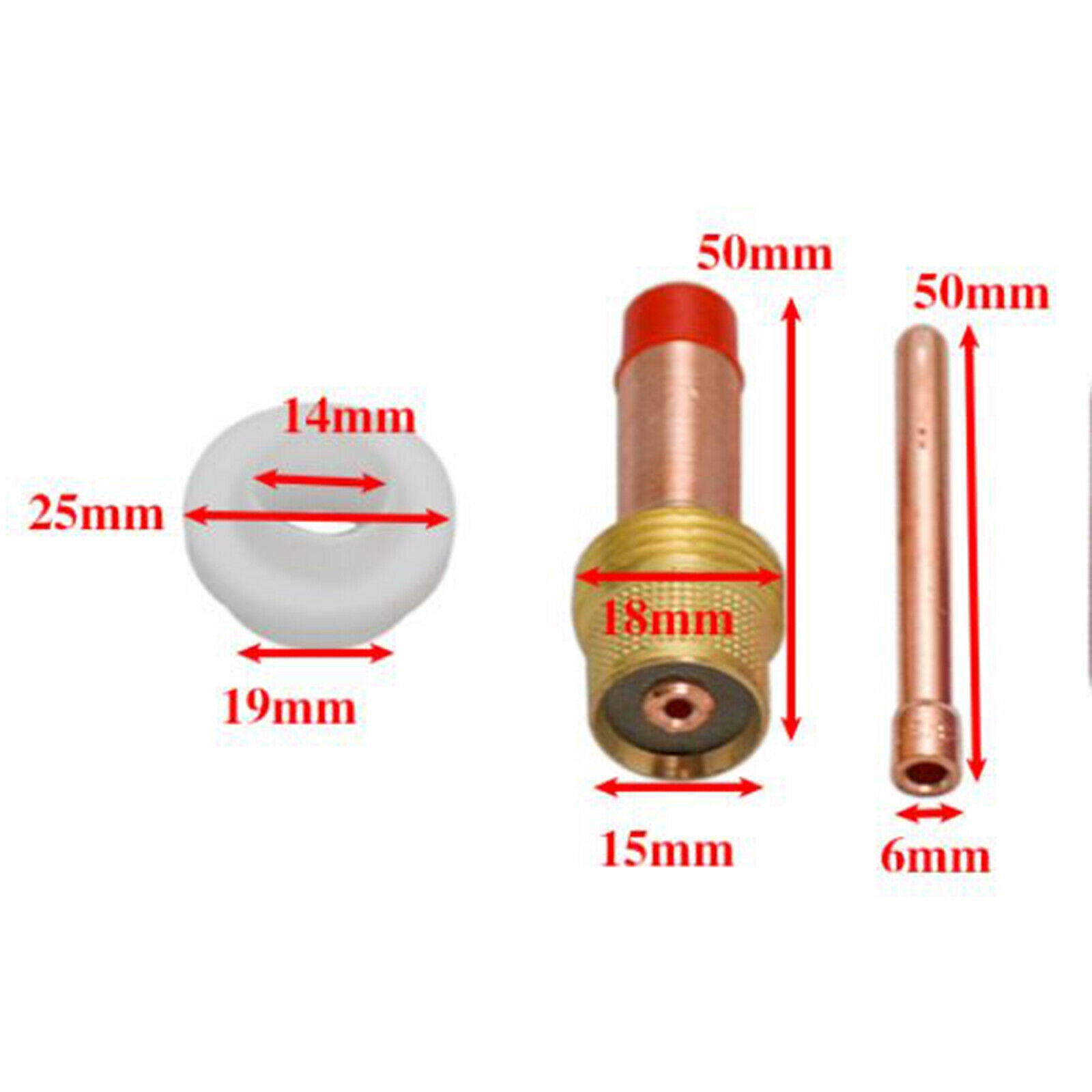 6Pcs Alumina Ceramic Nozzle Cups Collet Gas Lens Portable for WP 17/18/26