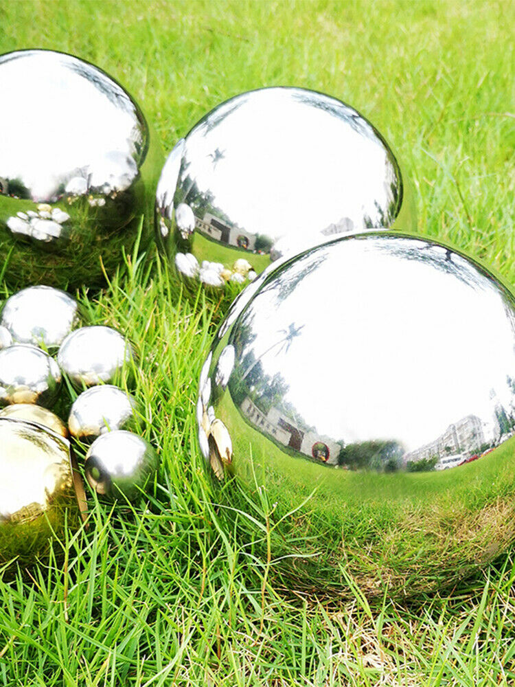 1Set Stainless Steel Mirror Polished Sphere Hollow Round Ball Garden Ornament