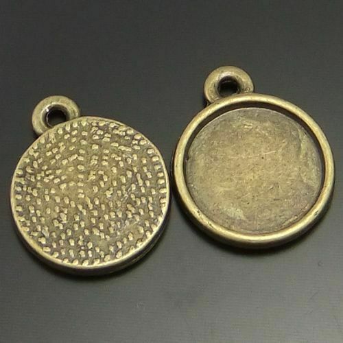 40 pcs Antiqued Bronze Bezel Round Base Setting Pendant Earring Blank Inner 12mm