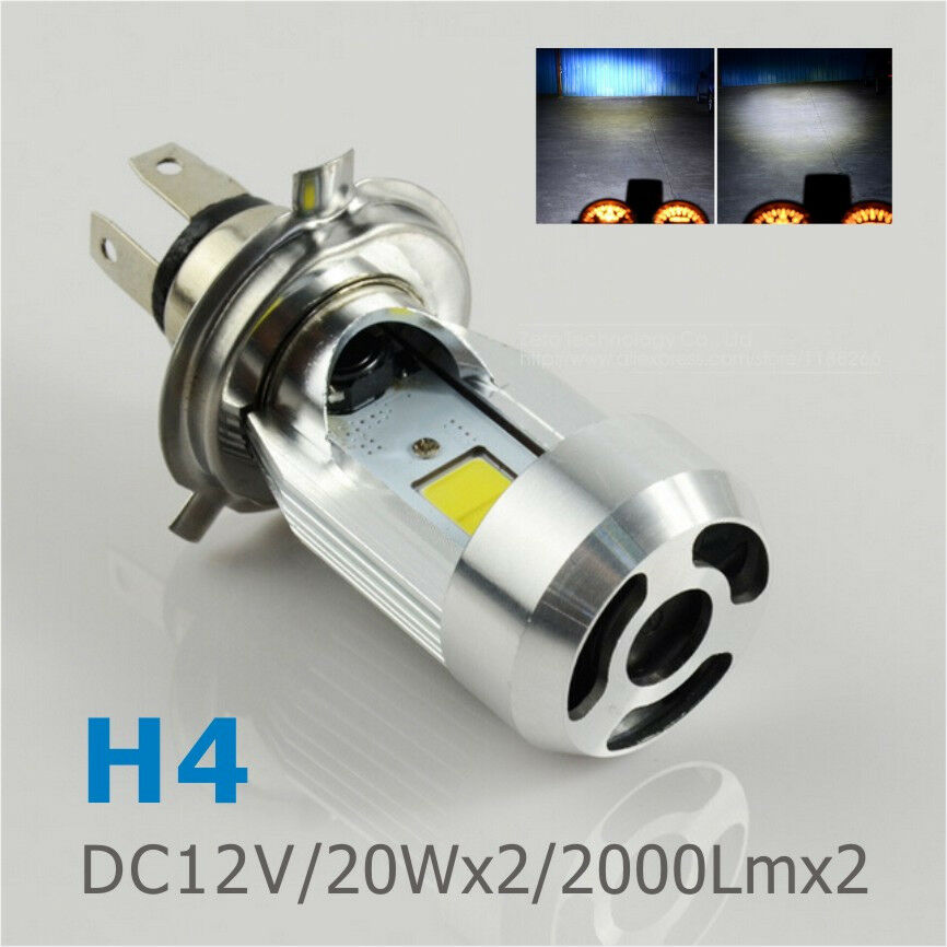 1x H4 COB 4000LM 20W*2 Motorcycle Bike Headlight Hi/Lo Beam Lamp LED Front Light