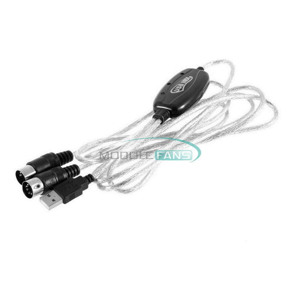 USB IN-OUT Interface Cable Converter PC to Music Keyboard Adapter MIDI Cord MF