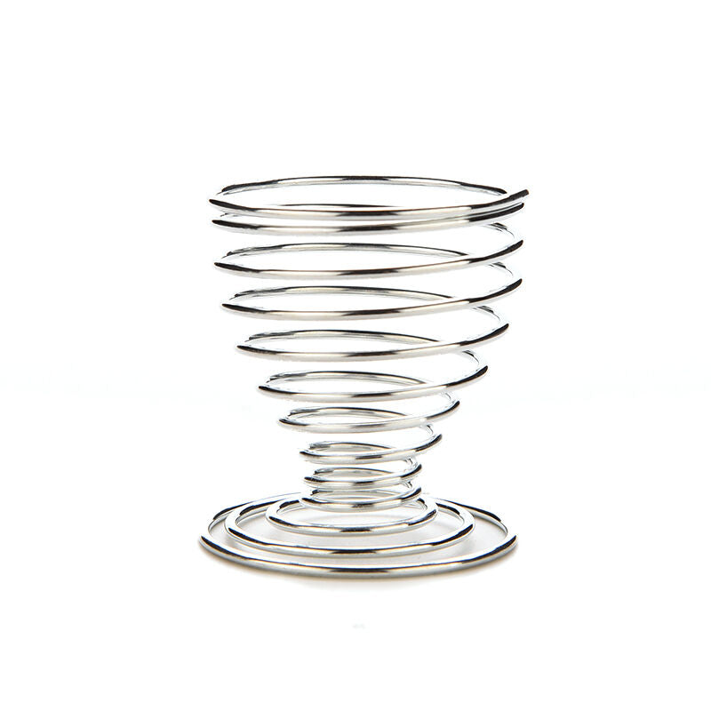 Metal Egg Cup Set Spiral Kitchen Breakfast Hard Boiled Spring Holder Egg Cup Fad