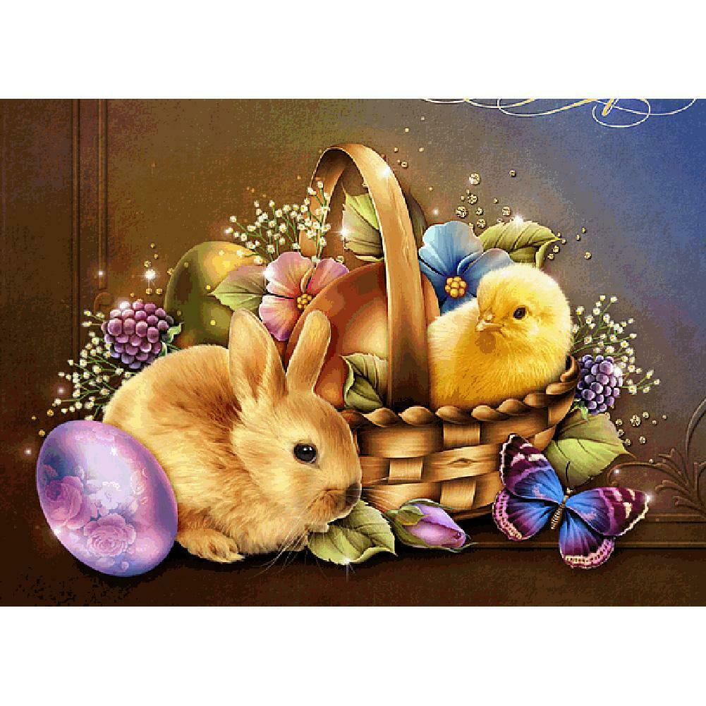 5D DIY Full Drill Diamond Painting Easter Chick Rabbit Cross Stitch Kits Decor