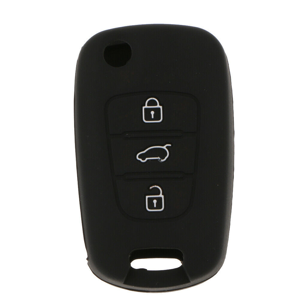 Silicone Car Key Cover ForHyundai 3 Button Smart Key Fob Black