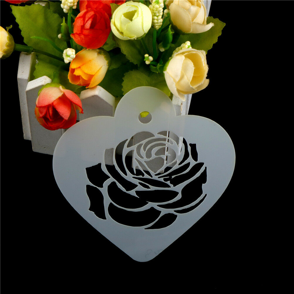 Excellent Rose Flower Leaf Cake Stencil Wedding Coffee CupcakeCookieDecora.l8