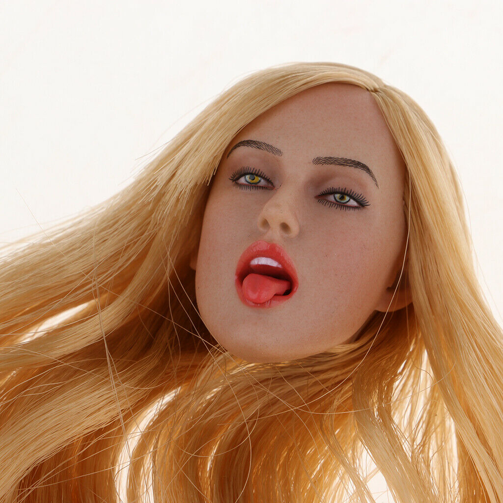 1/6 Female Carved Head Sculpture Blond Hair for 12inch Kumik CY CG Girl Body
