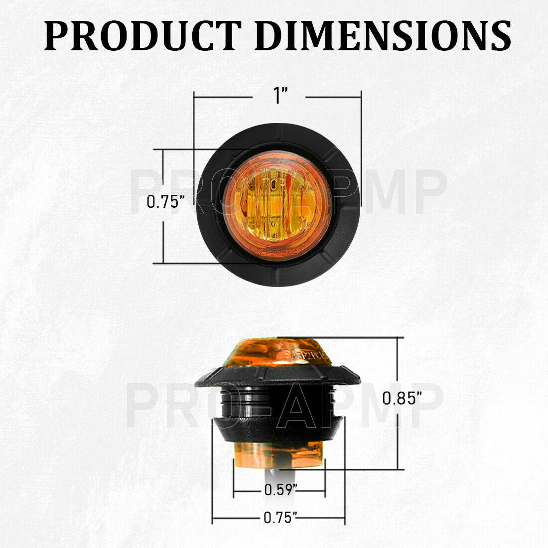50x 3/4" Round Bullet Side Marker Lights LED Clearance Truck Boat Trailer Amber