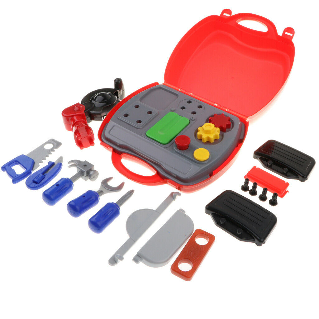 19Pcs Construction Tool Playset with Suitcase - Kids Children Pretend Play Early