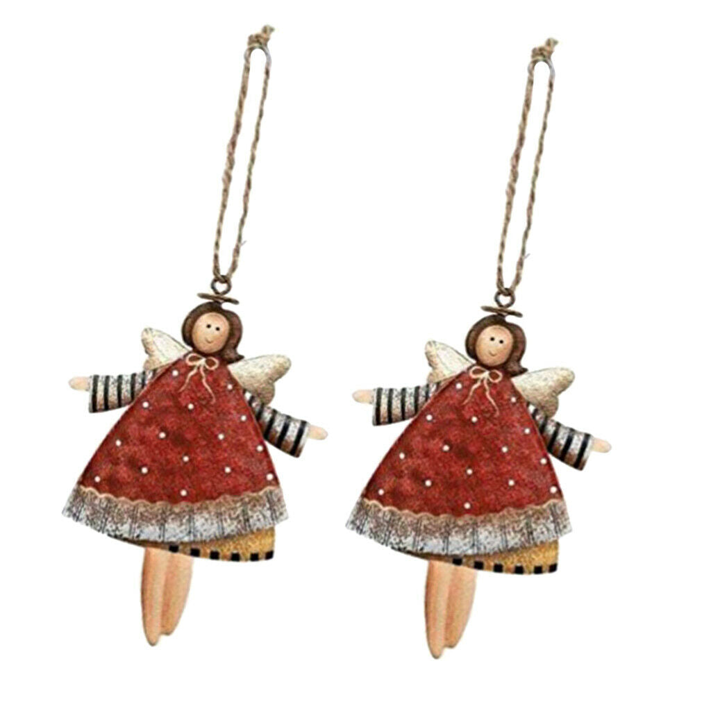 2 Pcs Angel Christmas Tree Hanging Ornaments Xmas Gift Red Home Decoration