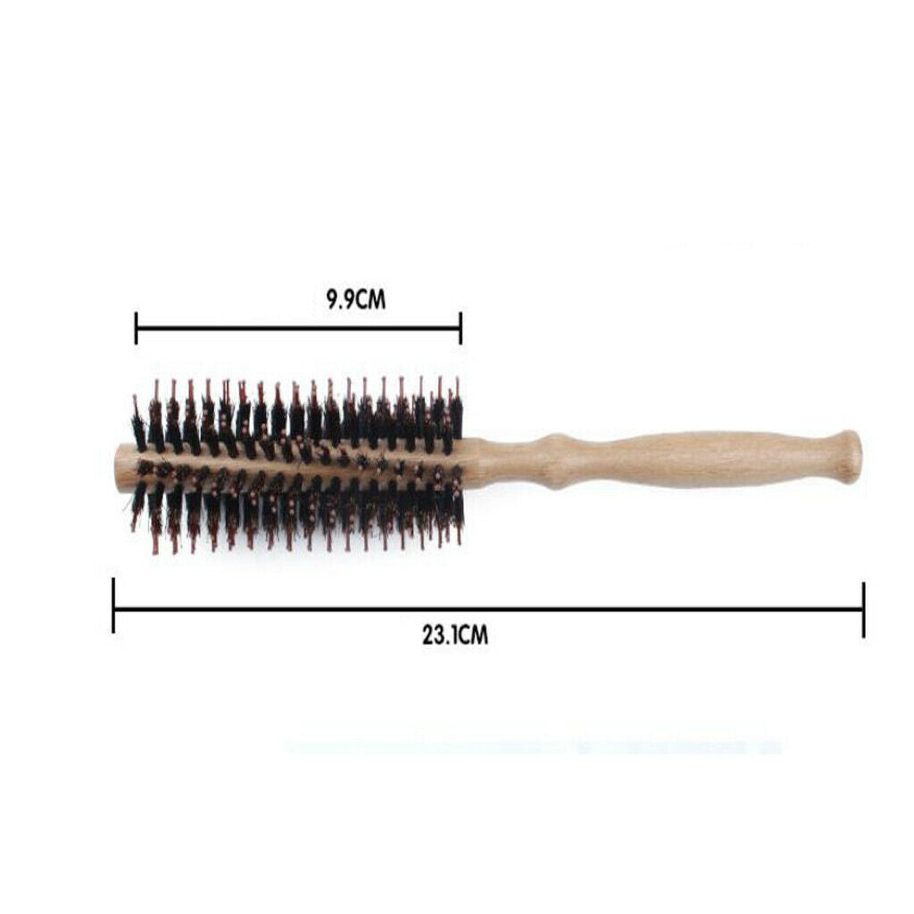 Wood Handle Round Hairdressing Schima Superba Bristle Comb Hairbrush