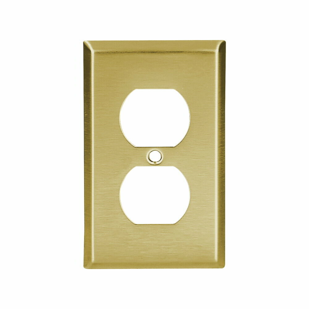 1pcs - Eaton 94101 Standard Size Brass Duplex Receptacle Wallplate 1-Gang