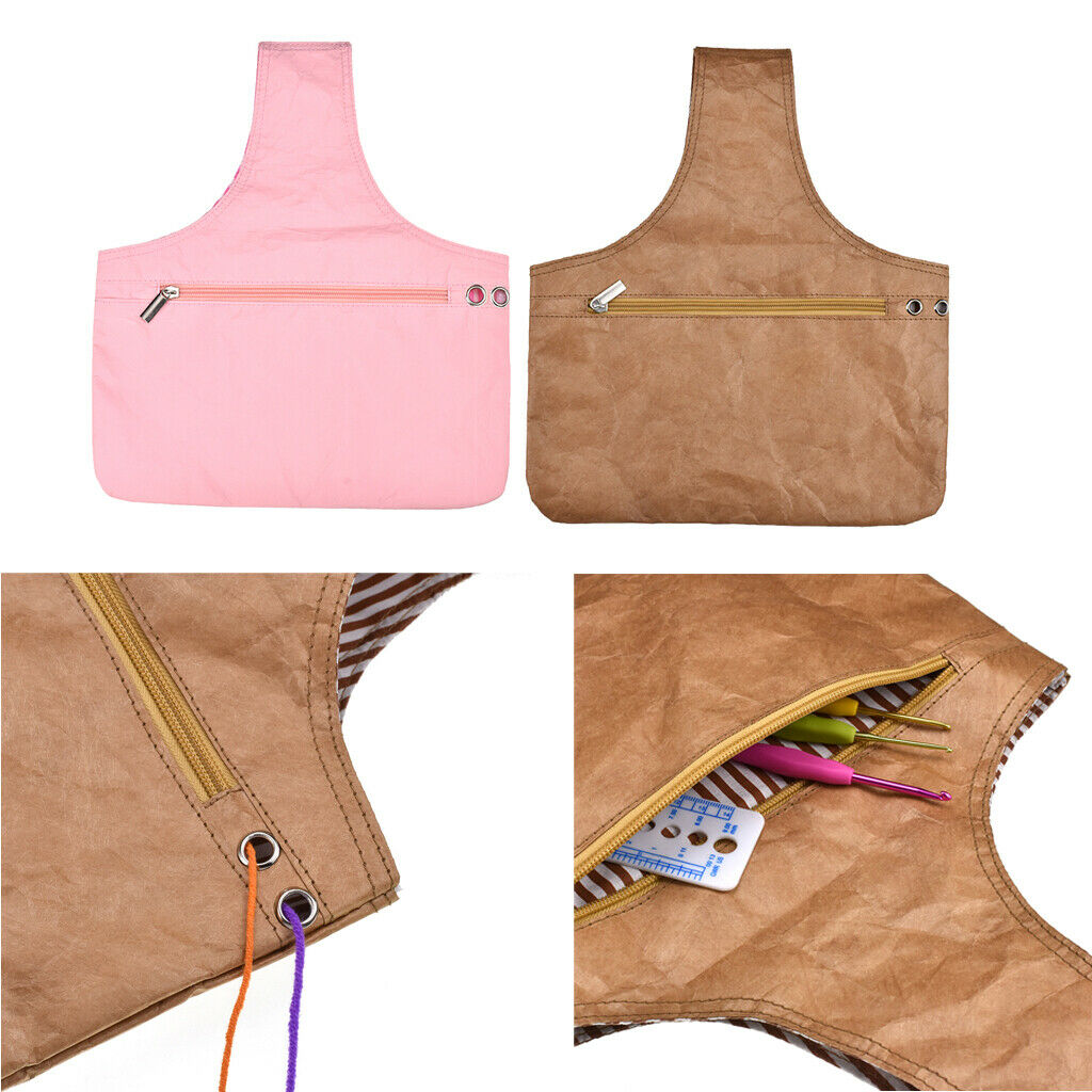 2 Pieces Knitting Tote Bag Yarn Storage Waterproof Paper Bag for Crochet Hook